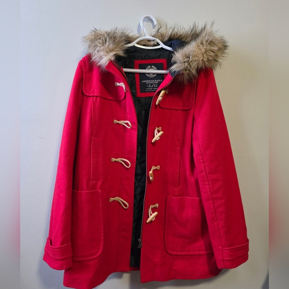 American Eagle Outfitters Women's Red Toggle Coat